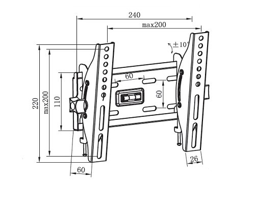 Skilltech 42T Tilting Wall Mount Bracket 15inch - 55inch