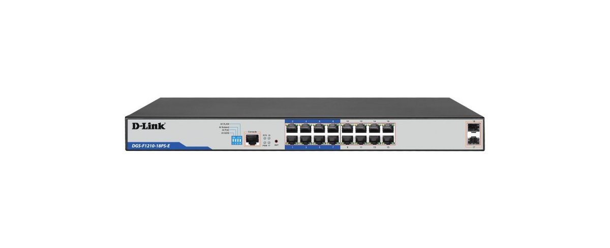 D-Link DGS-F1210-18PS-E 16-port Gigabit Long Range 250m PoE+ Smart Switch