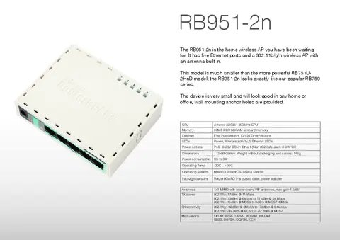 MIKROTIK Router RB951G-2HND 5-PORT Gigabit